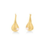 Megemeria Pearl Drop Earrings Gold Plate