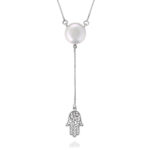 Fresh water Pearl Hamsa Drop Necklace