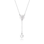 Fresh water Pearl Star of David Drop Necklace